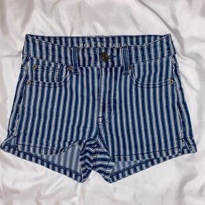 Blue and white striped shorts